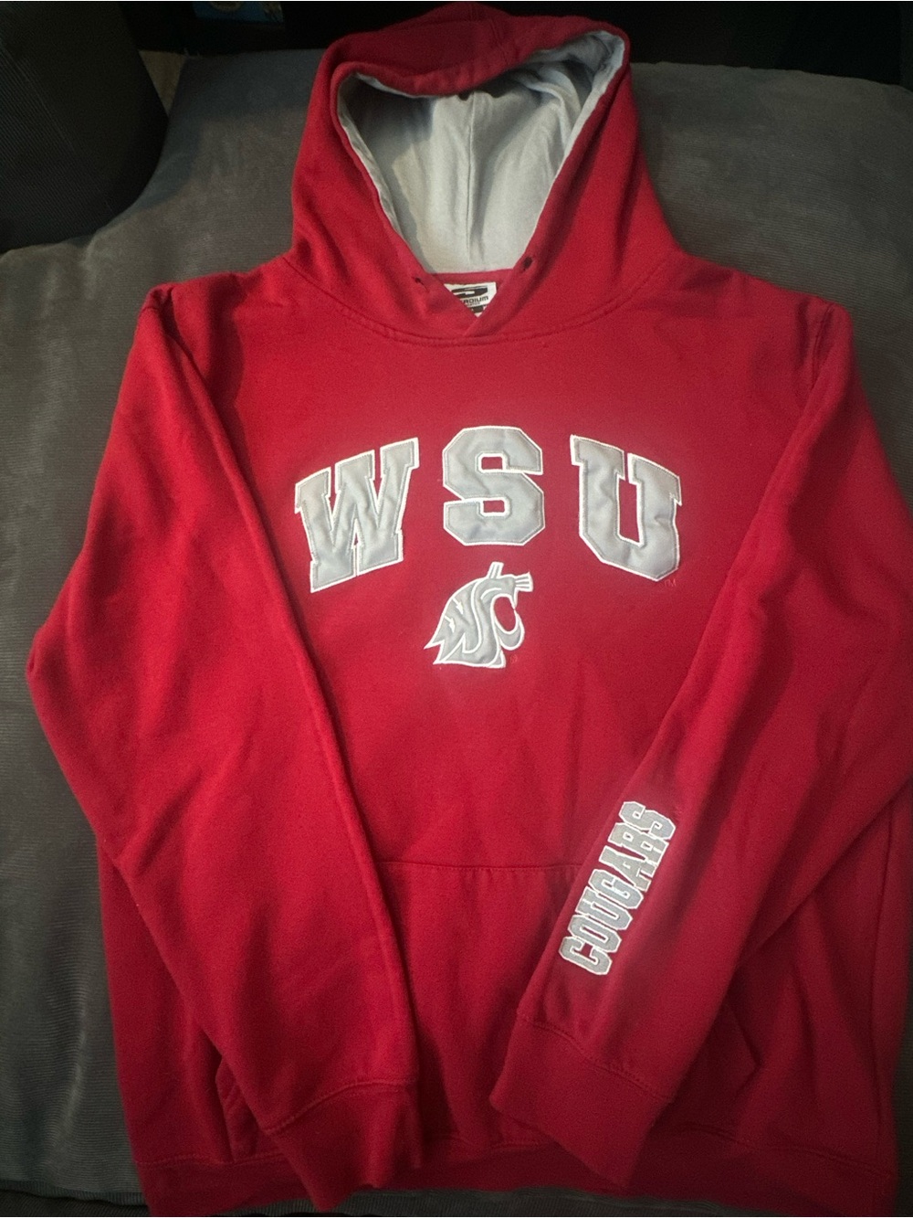 Vintage WSU Red Hooded Pullover Sweatshirt - Collegiate Cougar Logo